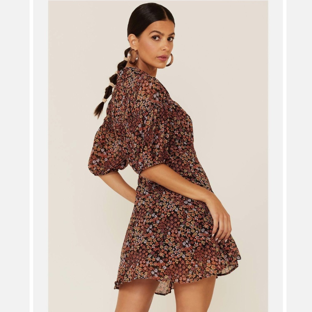Free People Bonnie Mini Dress Women's  Dusk Combo Floral Print NWT